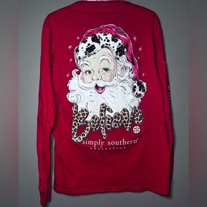 Simply Southern Santa Girly Christmas Trees Long Sleeve Tee Small